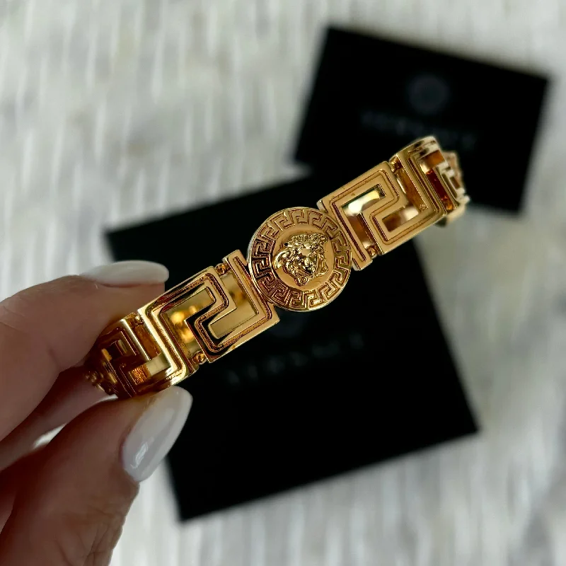 Versace Greca Medusa Gold Tone Bangle Bracelet