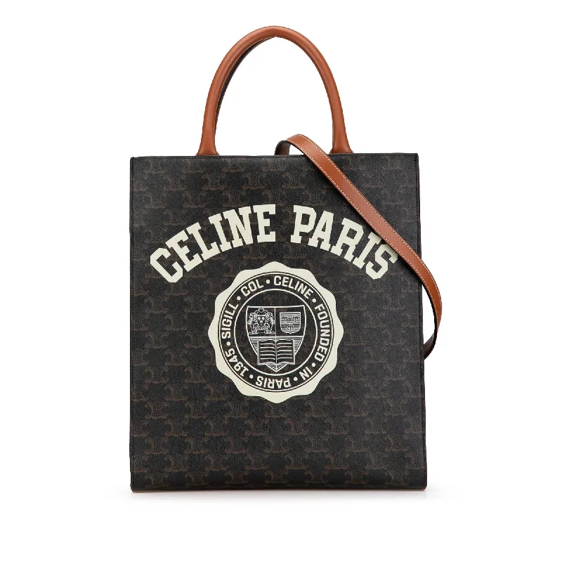 Celine Small Triomphe Coated Canvas Paris Print Vertical Cabas (SHG-Pv5NVe)