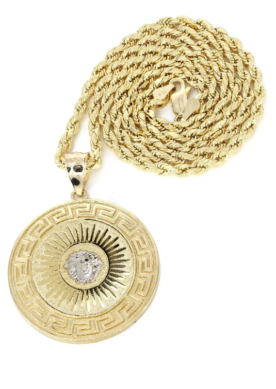 10K Yellow Gold Medusa Style Necklace | Appx. 18.4 Grams