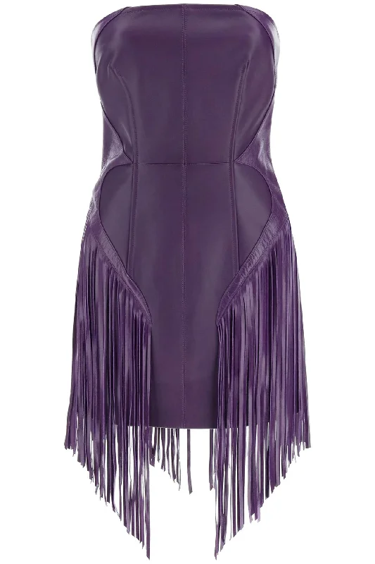 Versace fringed leather minidress