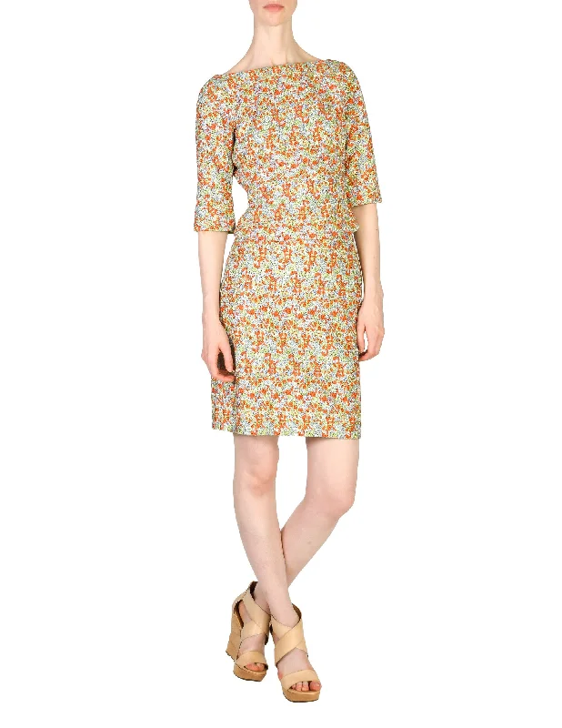 Versace Vintage Couture Multicolor Embroidered Top & Skirt Ensemble Set