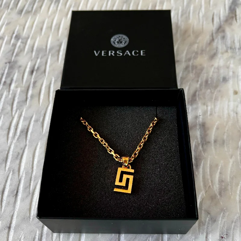 Versace Greca Gold Tone Chain Necklace