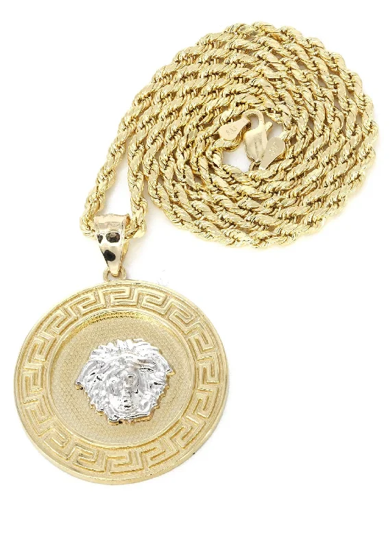 10K Yellow Gold Medusa Style Necklace | Appx. 14 Grams