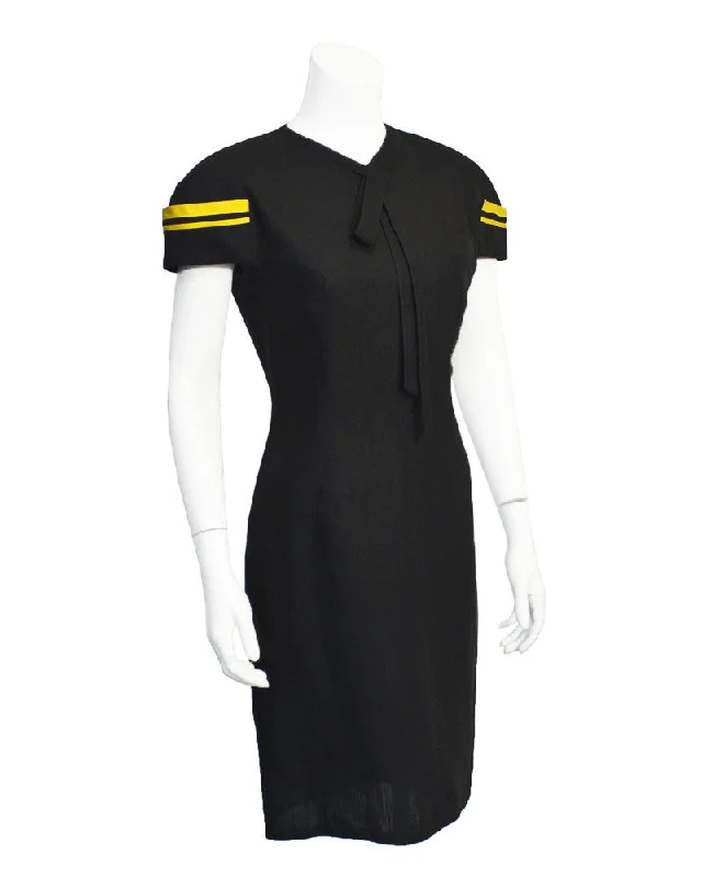 Black and yellow linen dress