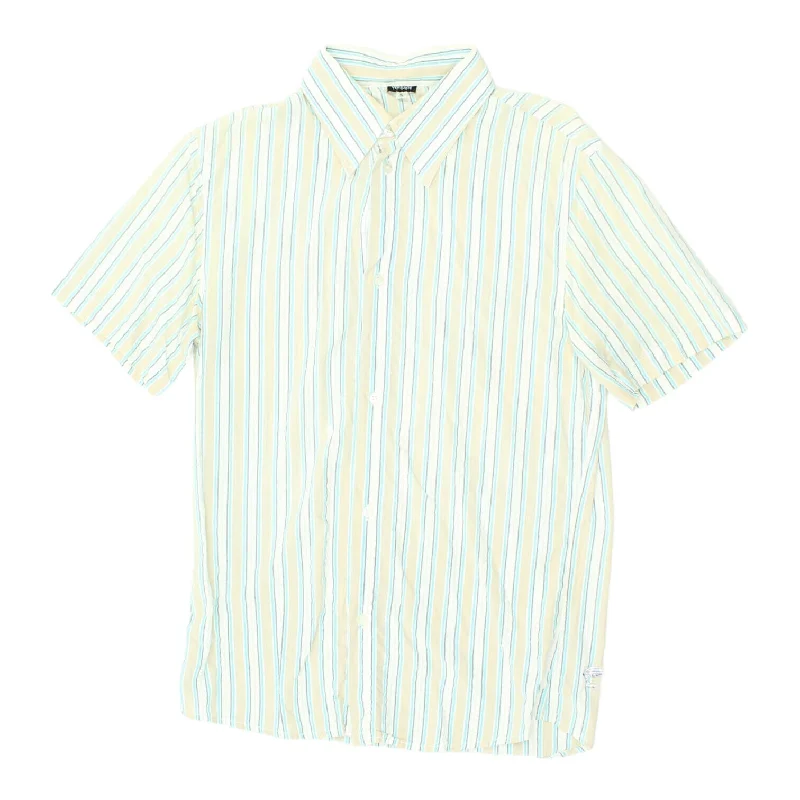 Versace Sport Mens White Striped Short Sleeve Shirt | Vintage Luxury Designer