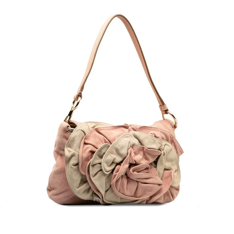 Saint Laurent Flower Shoulder Bag Pink Beige Sweater  Saint Laurent