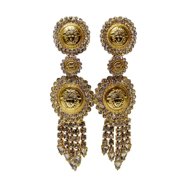 Gianni Versace Medusa Rhinestone Earrings