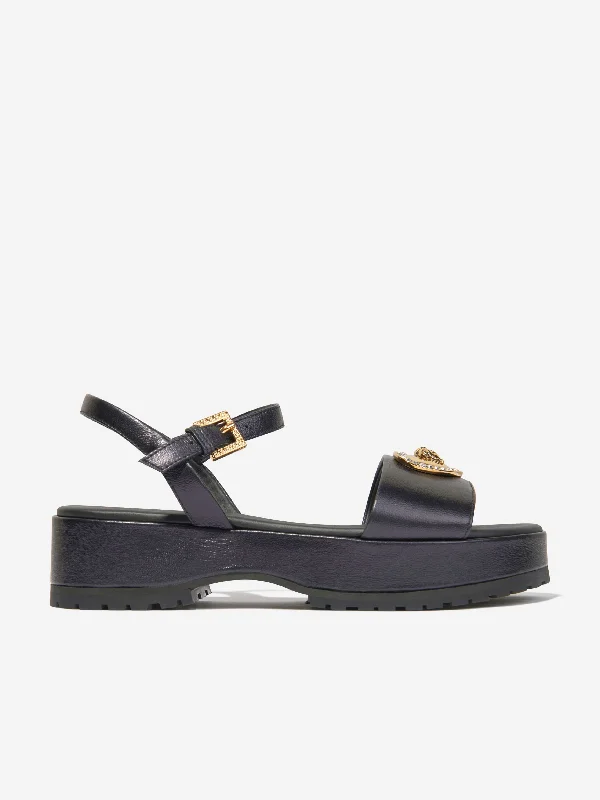 Versace Girls Medusa Heart Sandals in Black