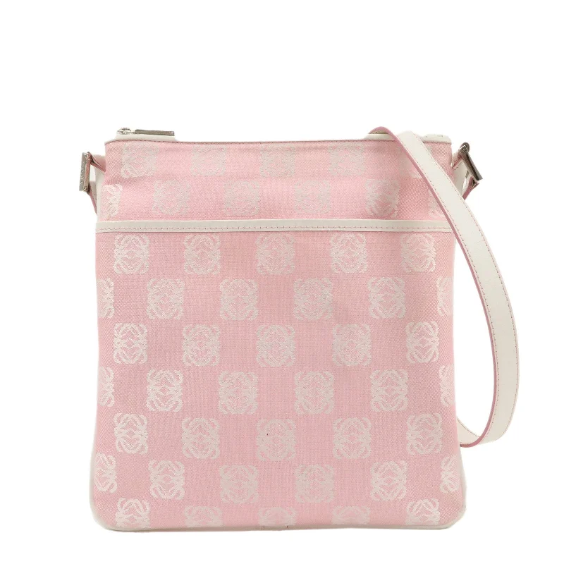 LOEWE Anagram Canvas Leather Shoulder bag Pink