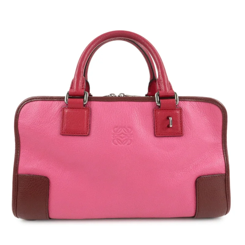 LOEWE Anagram Leather Amazona 28 Hand Bag Pink Bordeaux