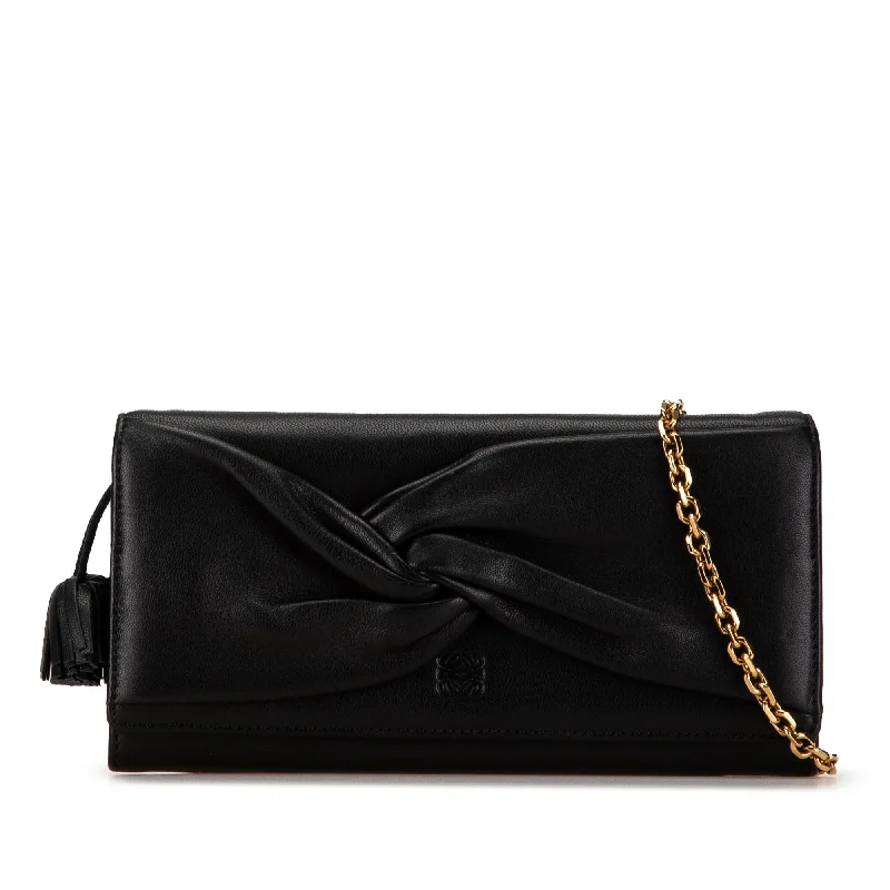 Black LOEWE Nappa Bow Wallet on Chain Crossbody Bag