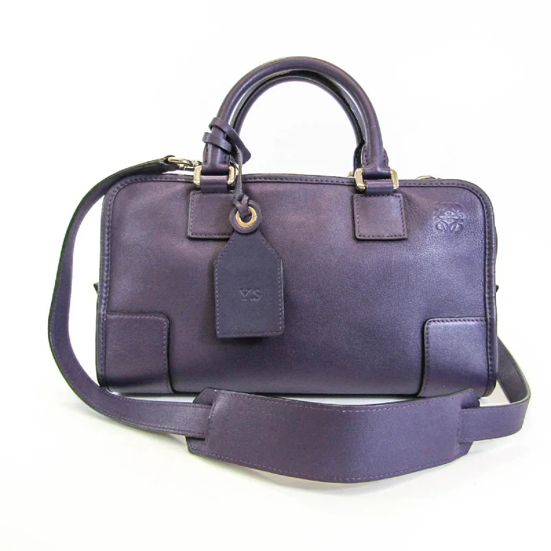 Loewe Amazona 352.30.N03 Women's Leather Handbag,Shoulder Bag Purple