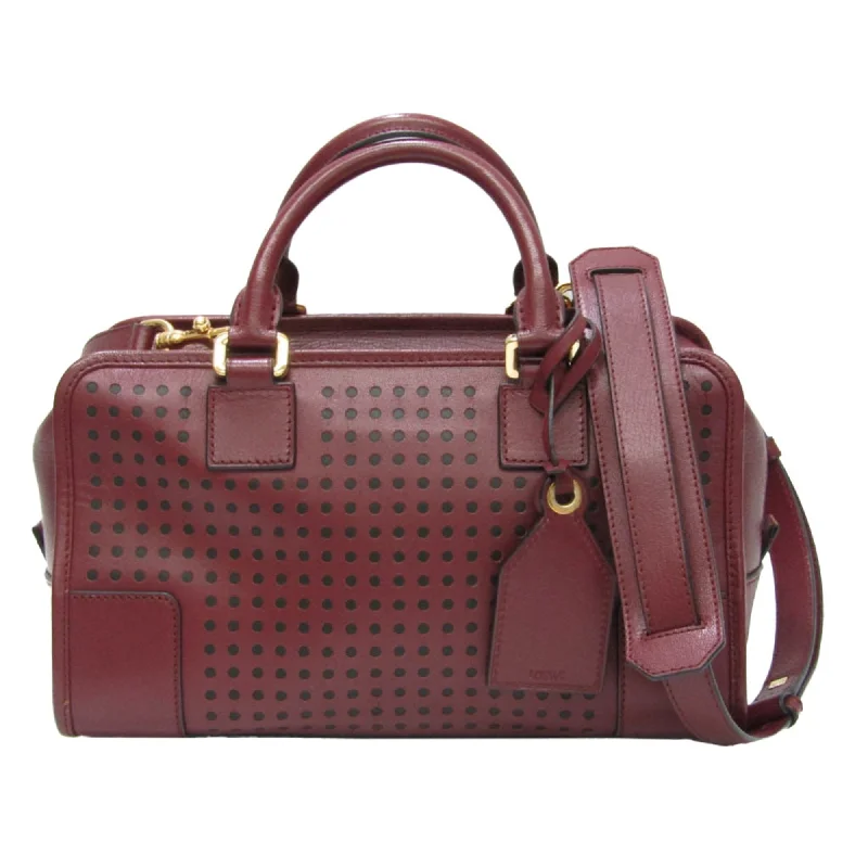 Loewe Amazona Punching Leather Women's Leather Handbag,Shoulder Bag Bordeaux