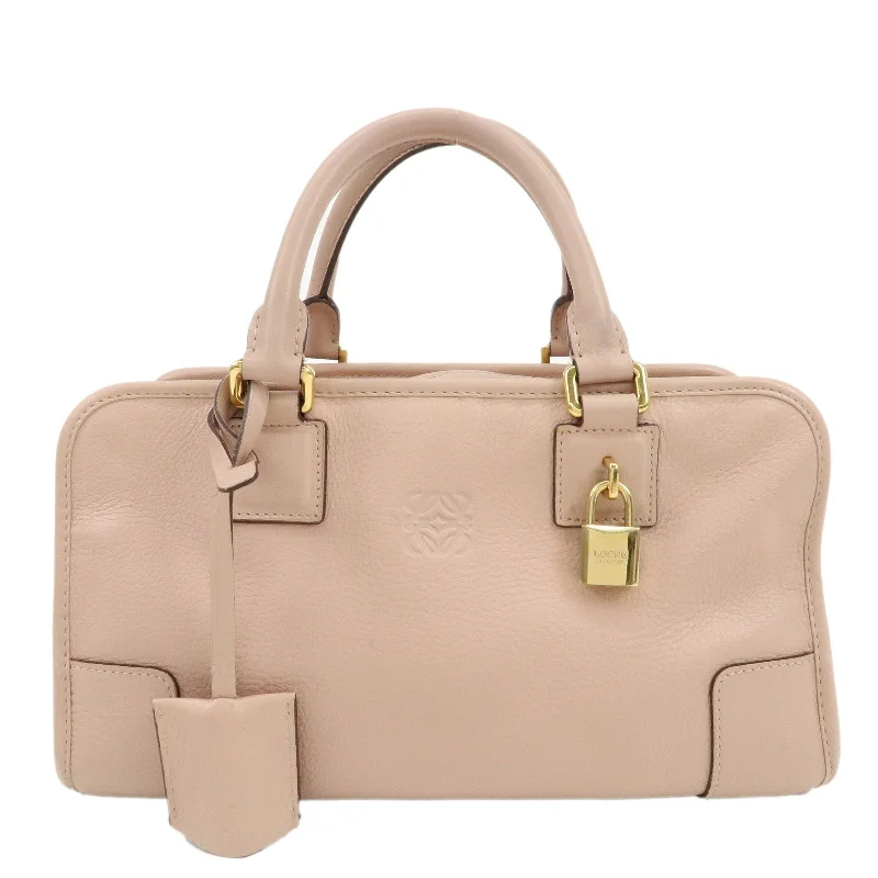 LOEWE Anaglam Leather Amazona 28 Hand Bag Shoulder Bag Pink Beige