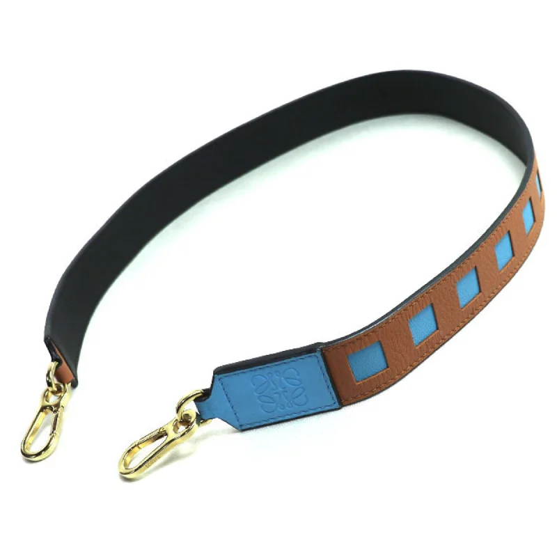 LOEWE Anagram Bicolor Shoulder Strap Brown/Light Blue Total Length 88cm Women's