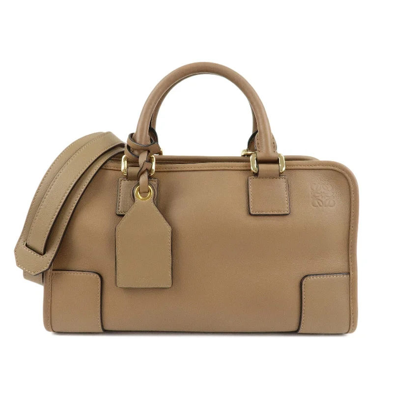 LOEWE Anagram Leather Amazona 28 Hand Bag Brown