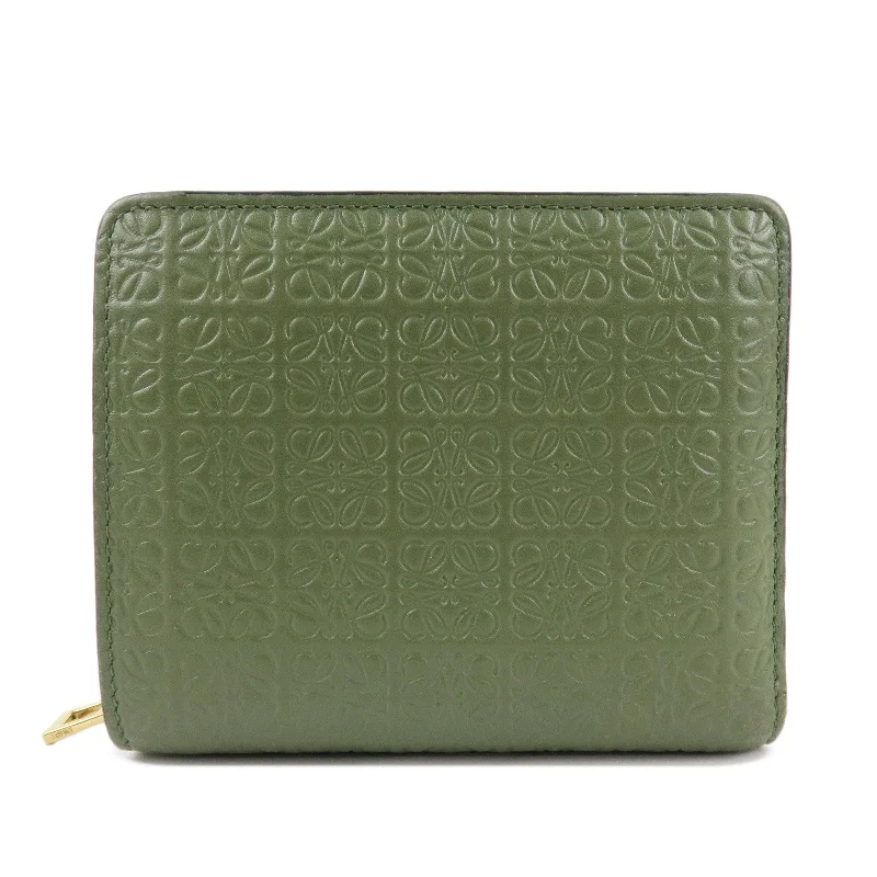 LOEWE Anagram Leather Zippy Bi-fold Wallet Avocado Green