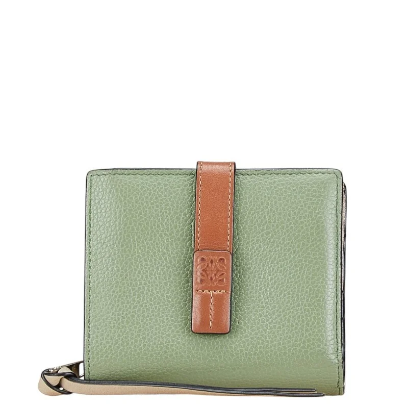 LOEWE Anagram Trifold Wallet Bi-fold Rosemary Tan Leather Women's