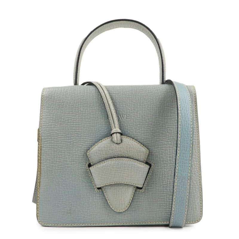 LOEWE Barcelona Leather 2Way Bag Shoulder Bag Light Blue