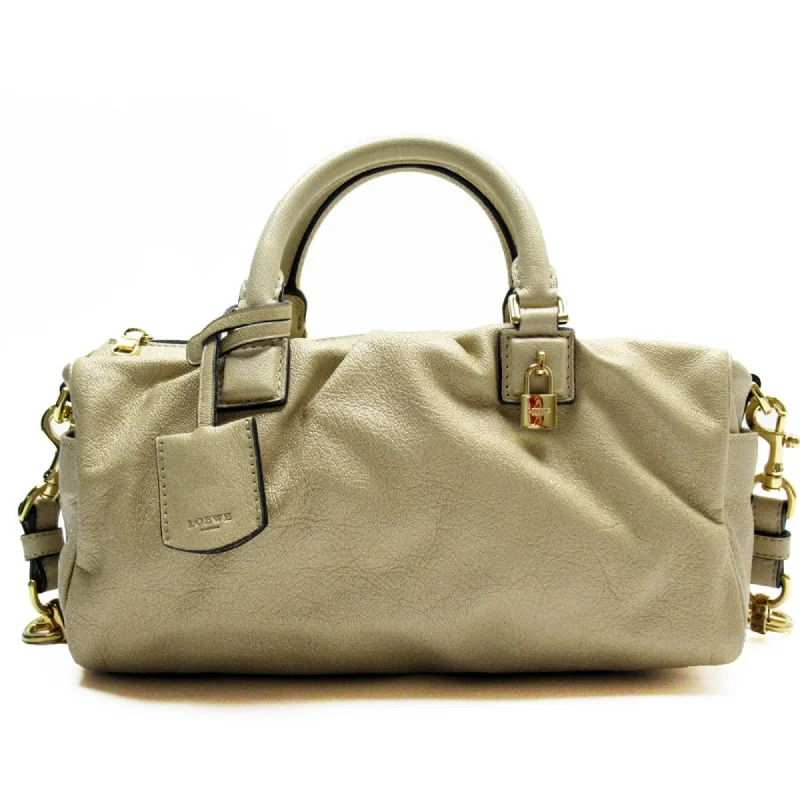 LOEWE handbag shoulder bag leather metal beige gold ladies w0275a