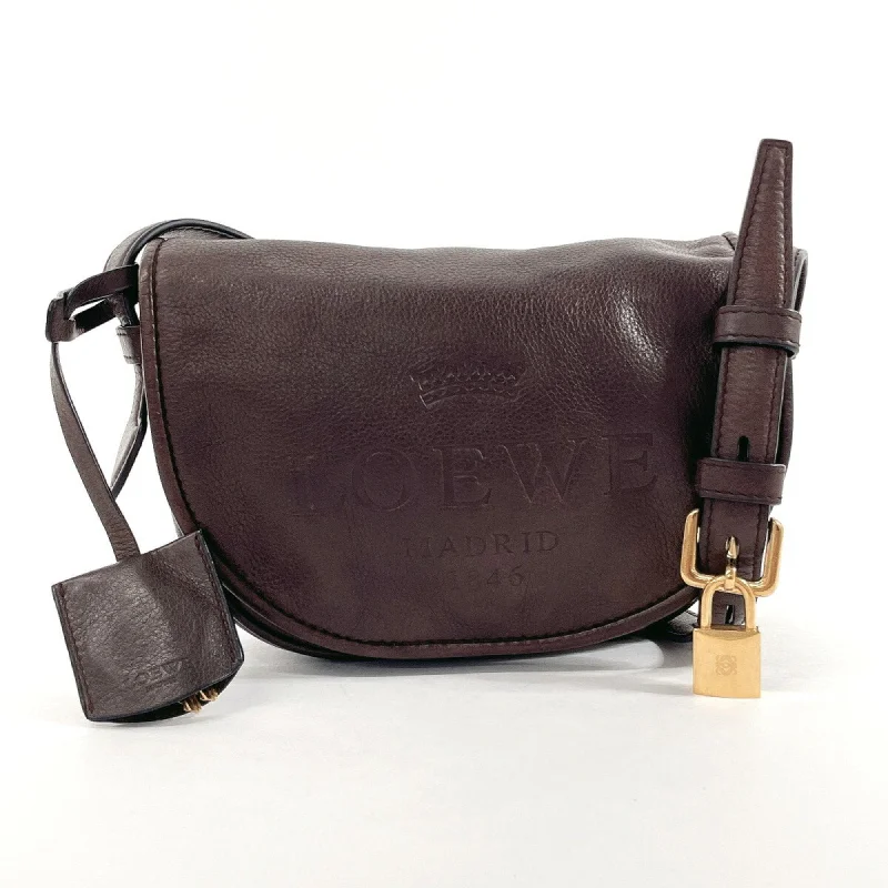 LOEWE Heritage Shoulder Bag Leather Dark Brown Women's