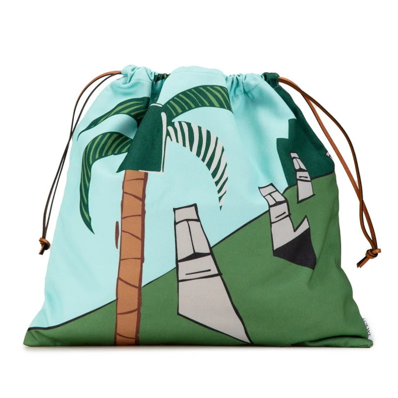 LOEWE KEM PRICE CAPSULE COLLECTION EASTER ISLAND BAG HANDBAG LIGHT BLUE GREEN CANVAS LEATHER WOMEN'S