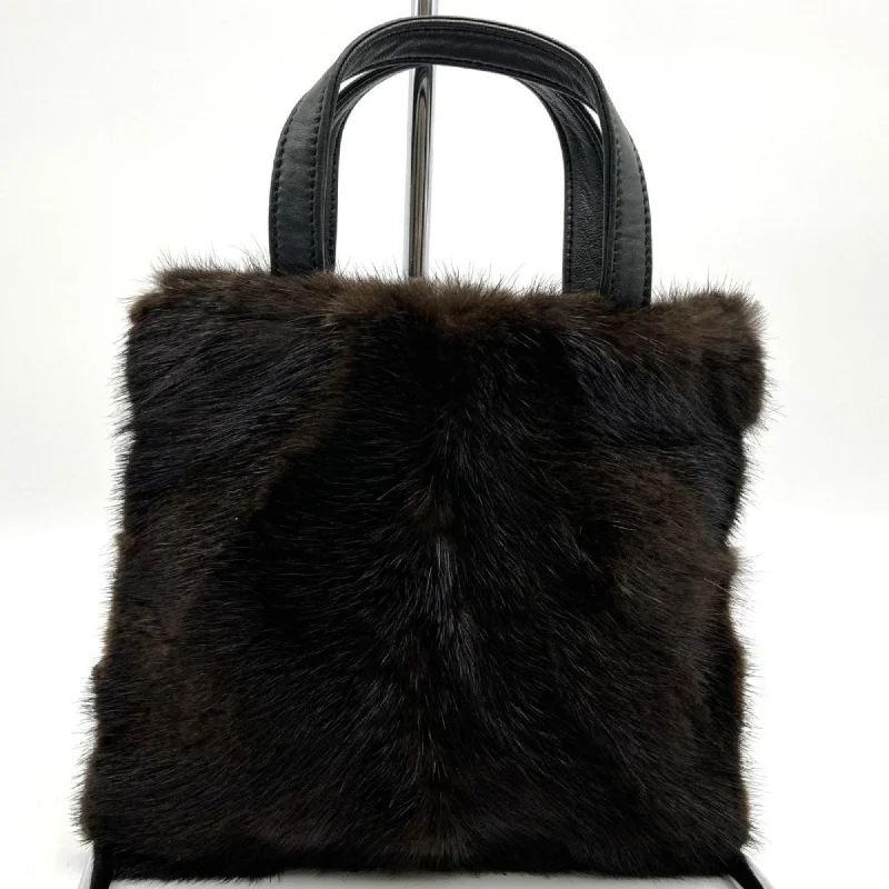 LOEWE L28 handbag, leather x fur, black, brown, women's