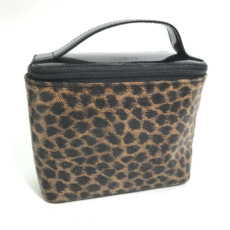 Loewe Leopard leopard print leopard Hand Bag bag with mirror Vanity bag Brown Black