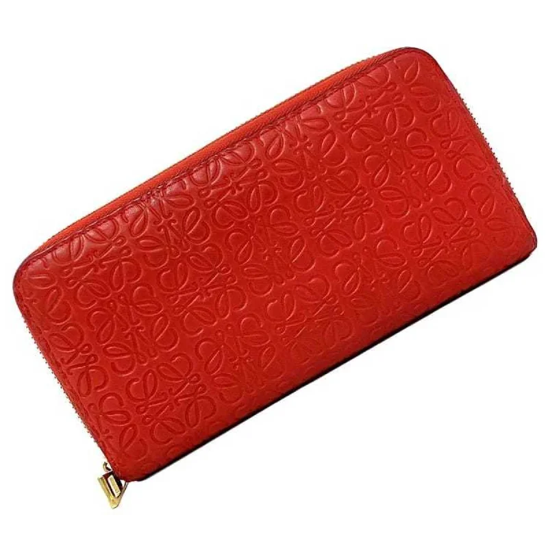 Loewe Long Wallet Red Gold 107N55.F13 Anagram Leather GP LOEWE Ladies