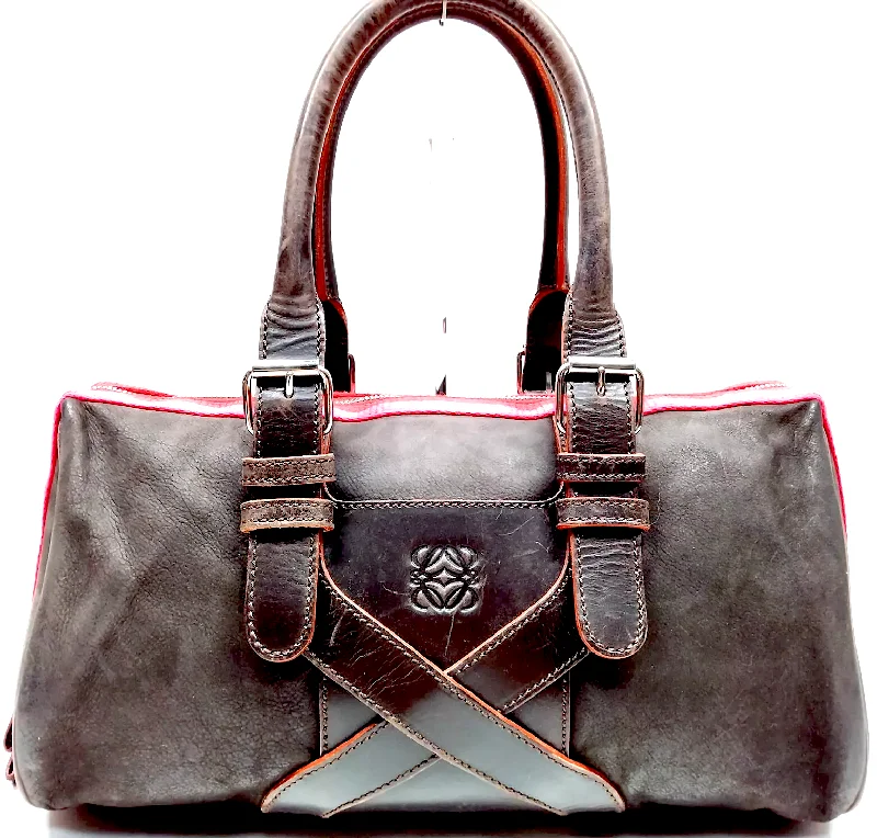 LOEWE Madrid. Dark Brown Leather w/Pink Accents Shoulder Bag / Hand Bag