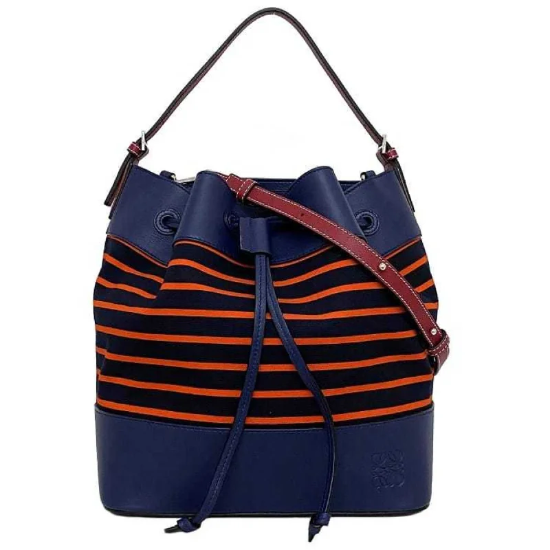 Loewe Midnight Shoulder Bag Navy Black Orange Bordeaux 327.35.R99 Canvas Calf Leather Ladies