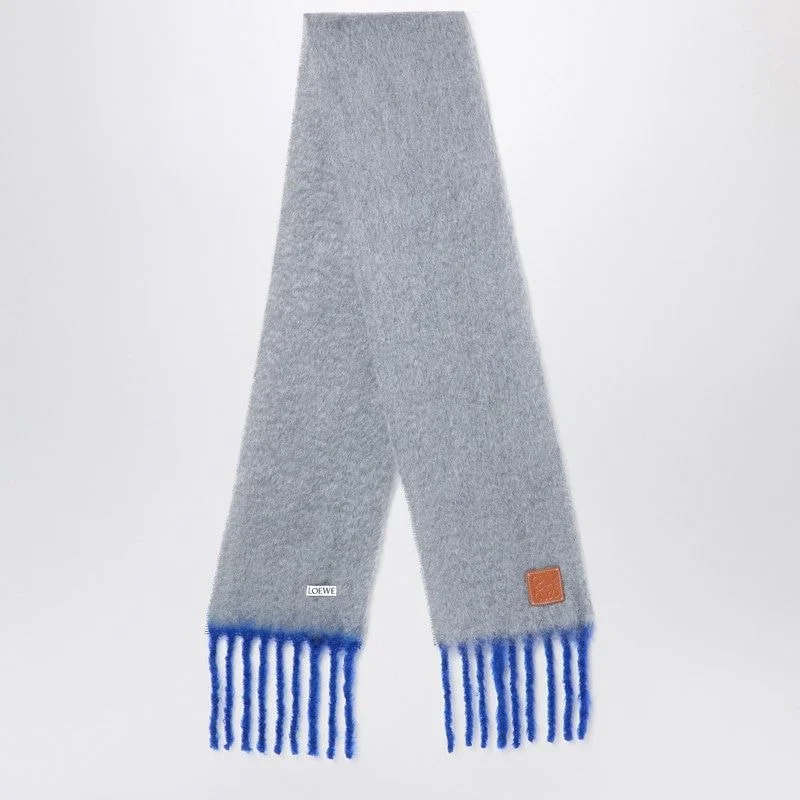 LOEWE Mohair and Wool Blend Scarf with Decorative Fringes