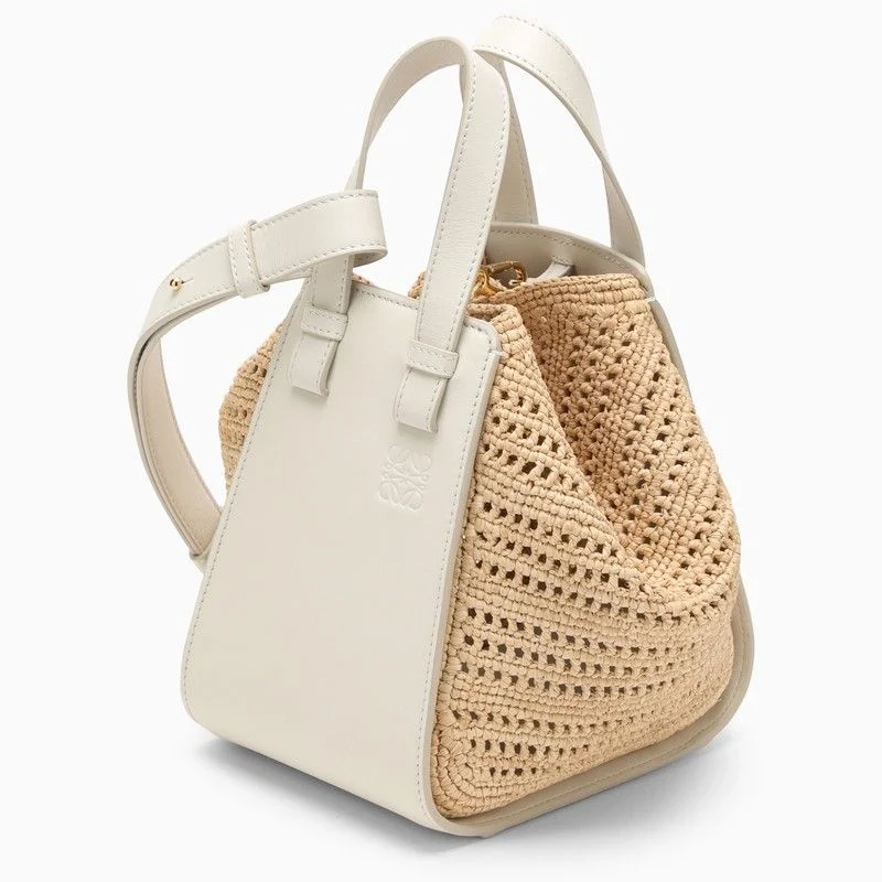 LOEWE Natural/White Raffia and Leather Handbag for Women