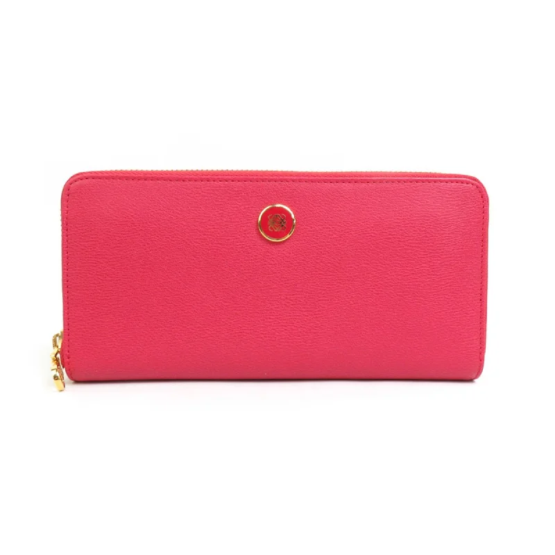 LOEWE Round Long Wallet Leather Red