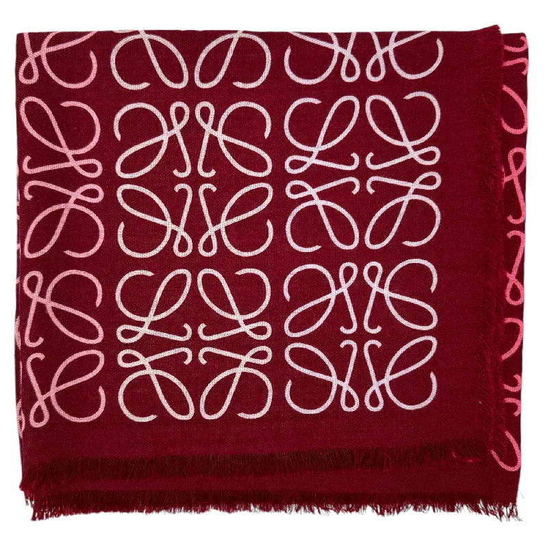 Loewe Scarf Bordeaux Anagram - Wool Silk Cashmere Shawl