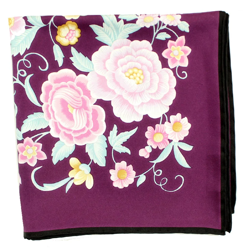 Loewe Scarf Purple Pink Floral - Twill Silk Square Foulard SALE