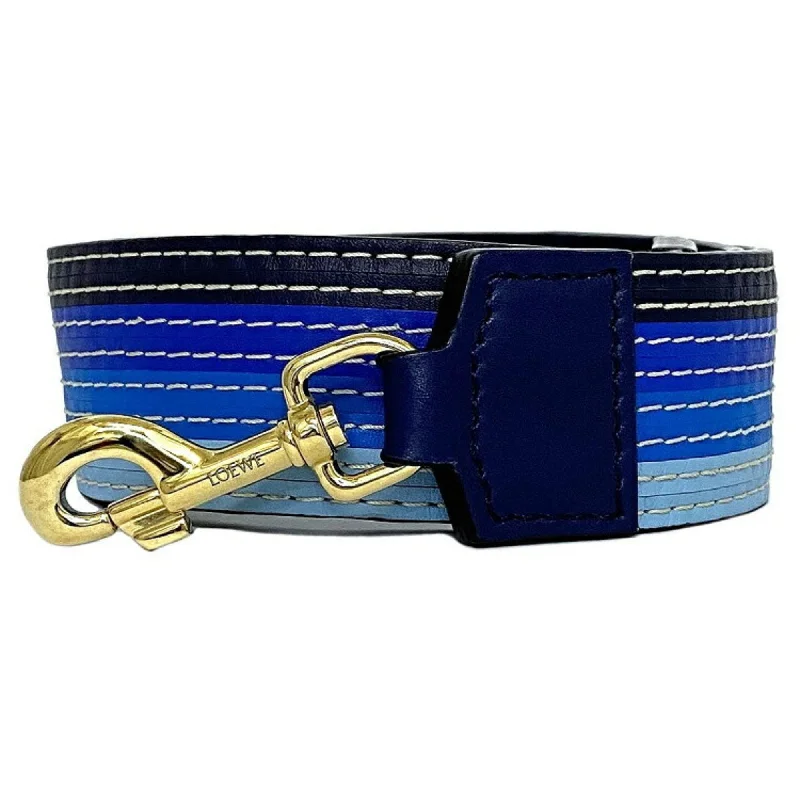 Loewe Shoulder Strap Blue Navy Gold Leather LOEWE Light Stripe Women's Stitching Accessories Accent