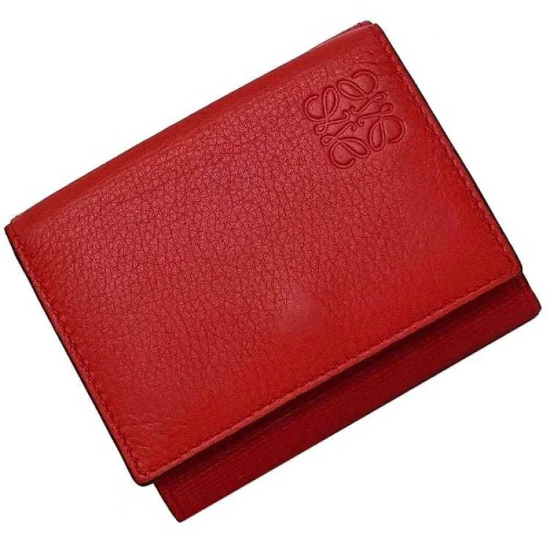 Loewe trifold wallet red linen anagram leather grain LOEWE