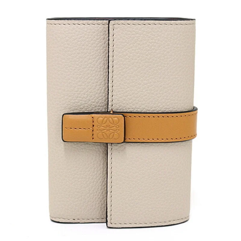 LOEWE Vertical Wallet Small Tri-fold Soft Grain Calf C660S86X01 Light Oat/Honey S