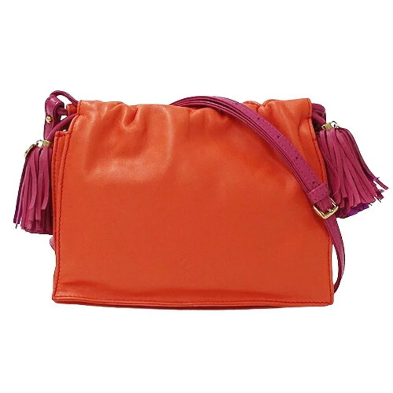 LOEWE Women's Shoulder Bag Flamenco Leather Orange Pink Tassel