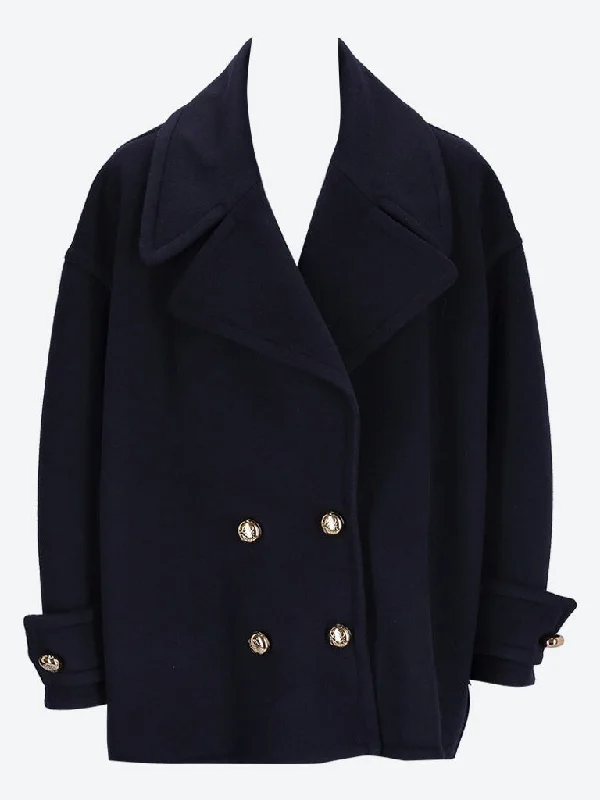 Wool pebble peacoat