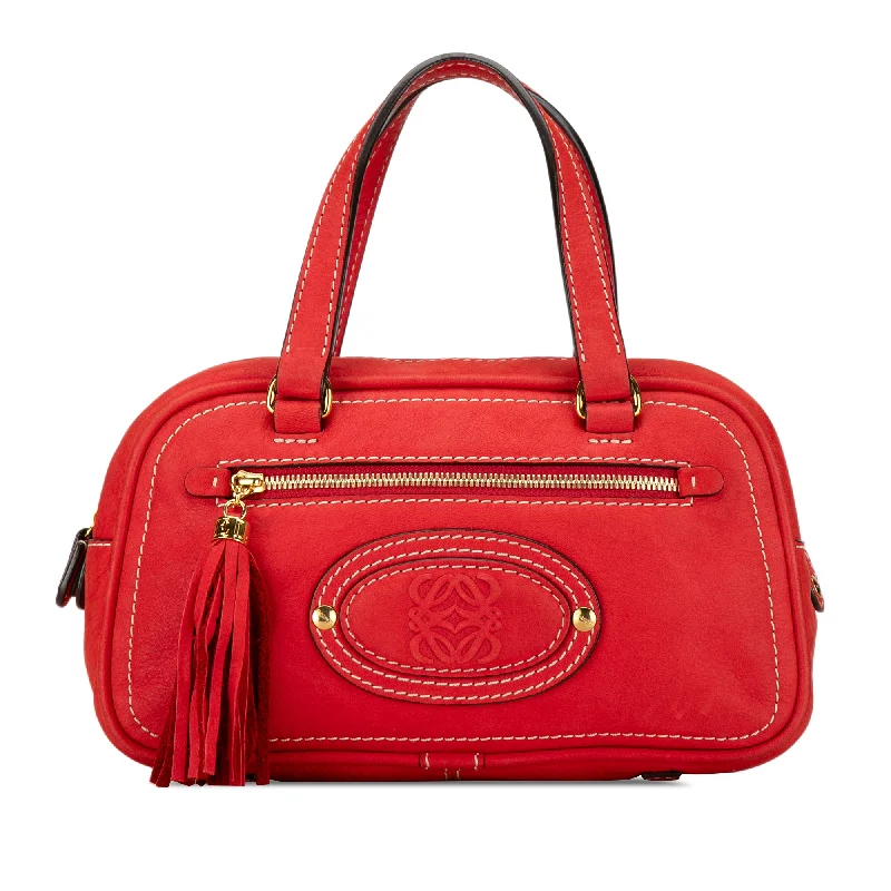 Red LOEWE Leather Anagram Tassel Handbag